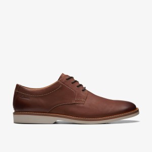 Clarks Atticus LT Lace Dark Tan Leather Dark Brown | PJ6853249