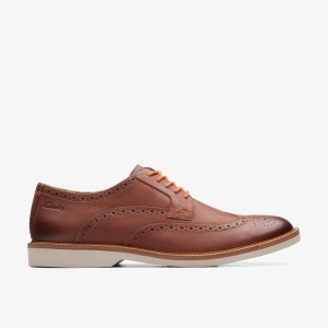 Clarks Atticus LT Limit Dark Tan Leather Dark Brown | BT2410983