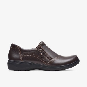 Clarks Carleigh Ray Dark Brown Leather Dark Brown | FP0418673