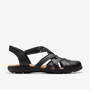 Clarks Elizabelle Sea Black Leather Black | YU8341095