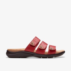 Clarks Kitly Walk Cherry Leather Pink | PL1972384