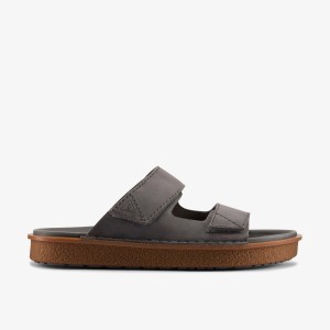 Clarks Litton Strap Dark Grey Leather Dark Grey | JU1769308