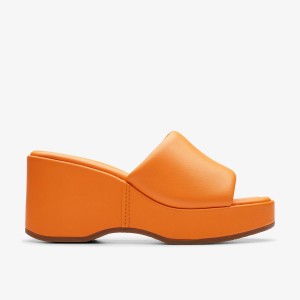 Clarks Manon Glide Orange Leather Orange | VF8302746