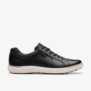 Clarks Mapstone Lace Black Leather Black | KG6085297