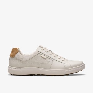 Clarks Mapstone Lace White Leather White | YK4053762