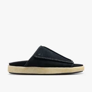 Clarks Overleigh Slide Black Suede Black | IA0789613