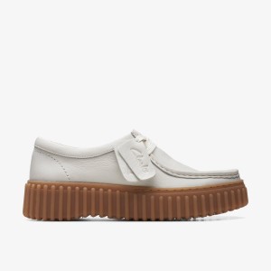 Clarks Torhill Bee Off White Leather White | VR4071296