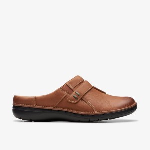 Clarks Un Loop Ease Dark Tan Leather Dark Brown | HW4586179