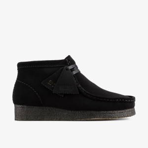 Clarks Wallabee Boot Black Suede Black | IC6479305