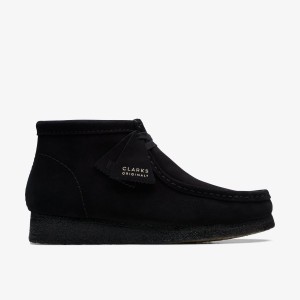 Clarks Wallabee Boot Black Suede Black | IO4051732