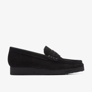 Clarks Wallabee Loafer Black Suede Black | RH8507261