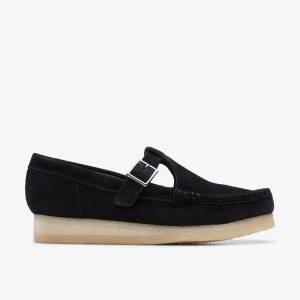 Clarks Wallabee T-Bar Black Suede Black | IG4706125