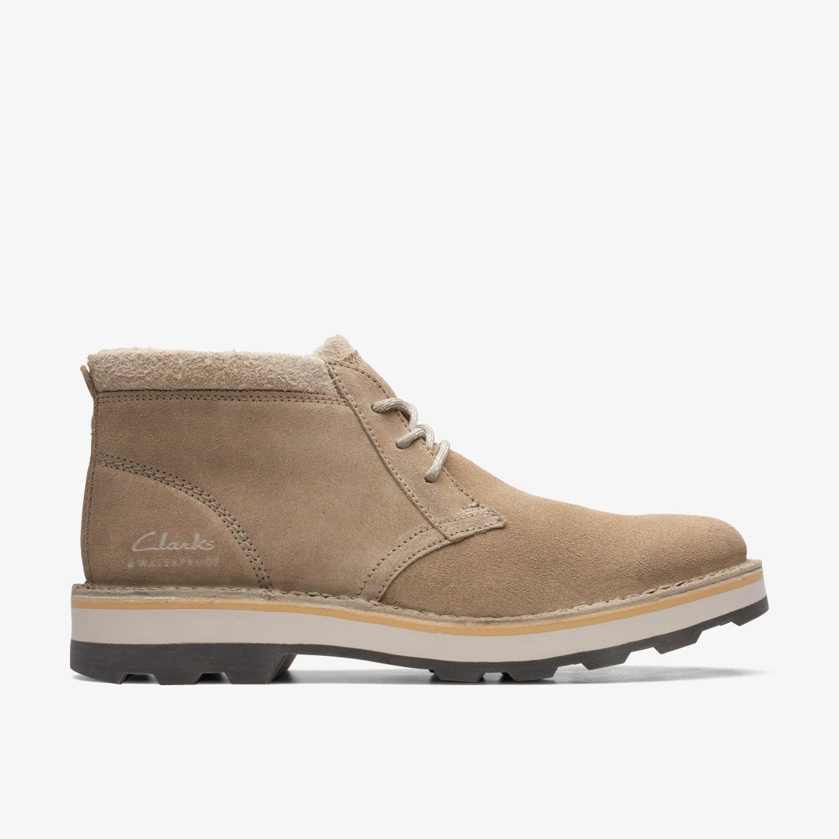 Clarks Corston DB Waterproof Sand Warmlined Brown | YI9160327