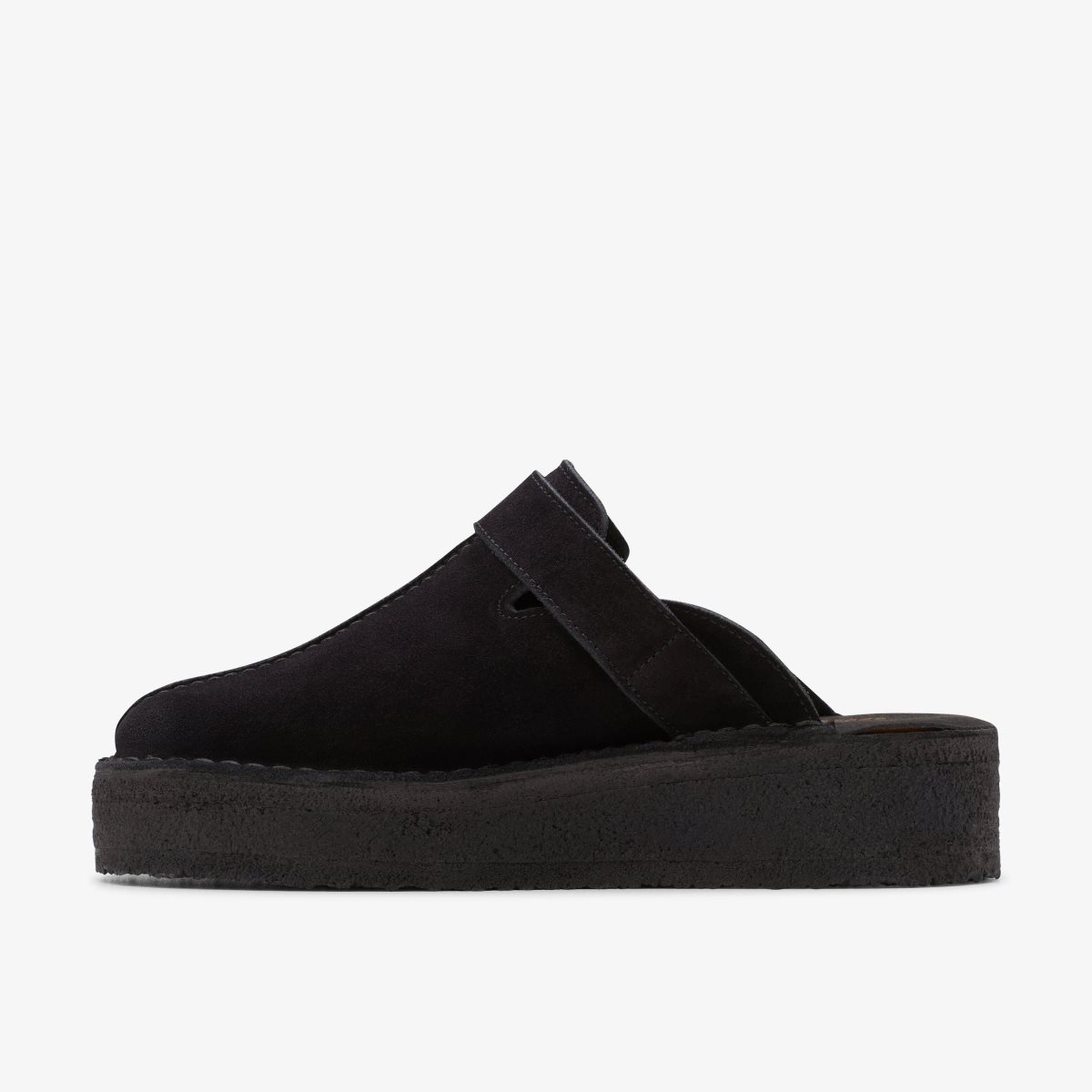 Clarks Trek Wedge Mule Black Suede Black | ZM9578301