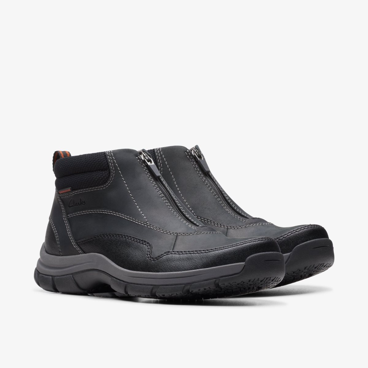 Clarks Walpath Zip Black Leather Black | NO7823560